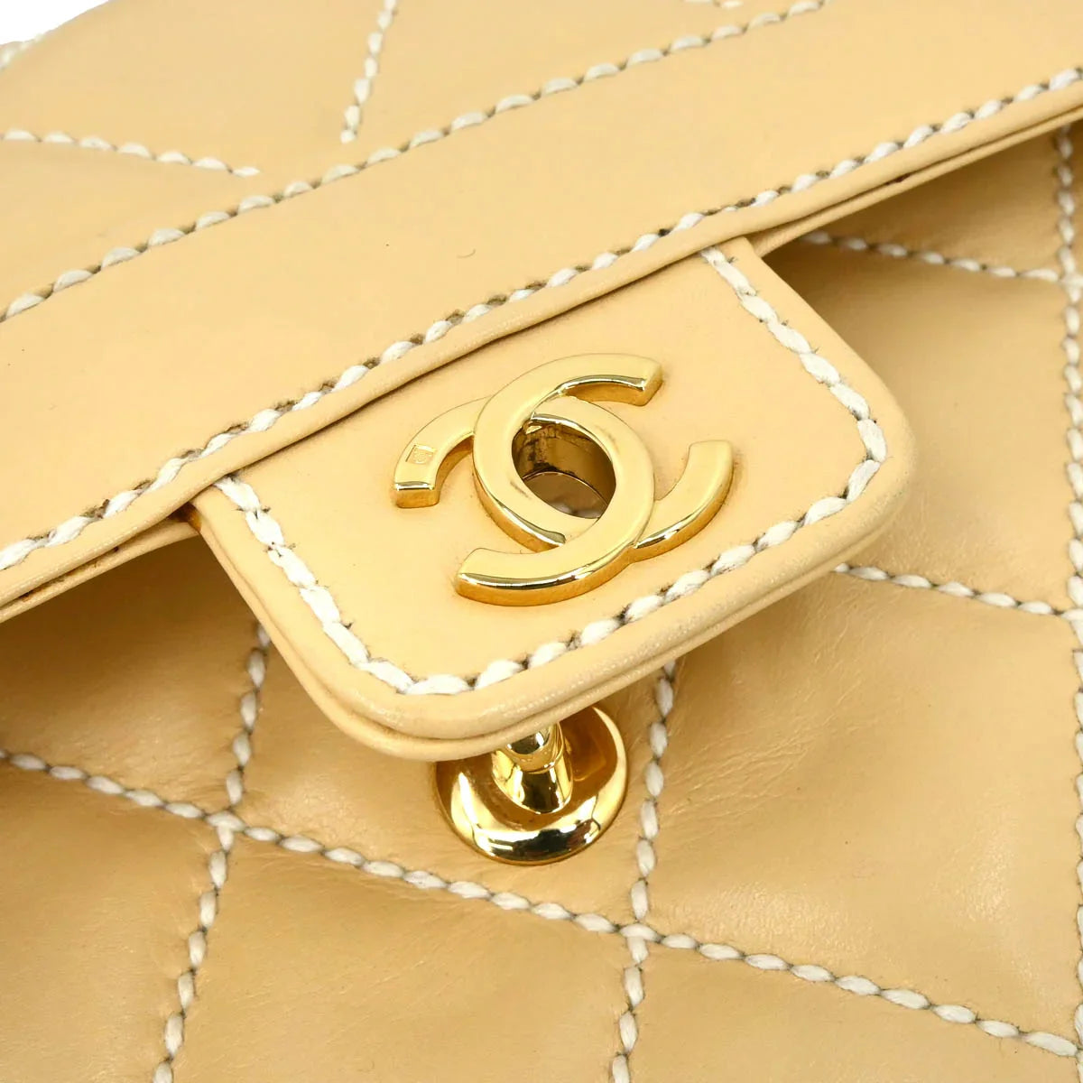 Chanel 2005-2006 Beige Calfskin Wild Stitch Handbag