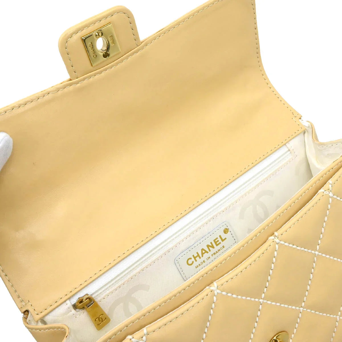 Chanel 2005-2006 Beige Calfskin Wild Stitch Handbag