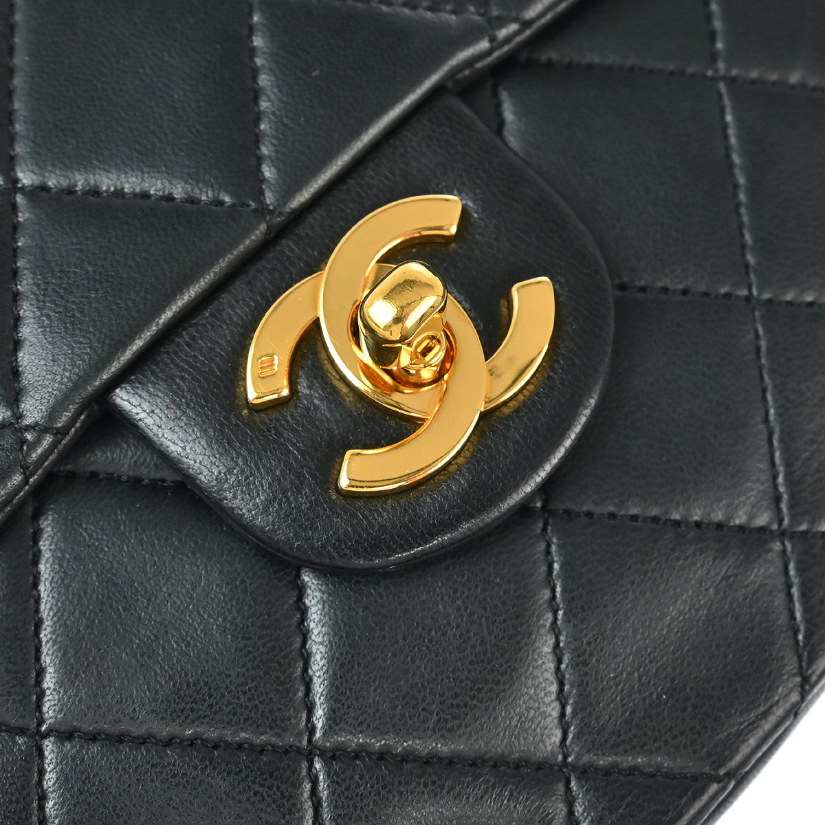 Chanel 1989-1991 Black Lambskin Mini Classic Square Flap