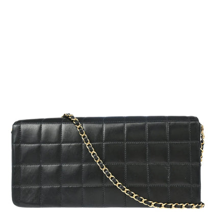 Chanel 2003-2004 Black Lambskin East West Choco Bar Shoulder Bag