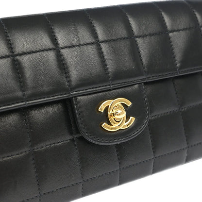 Chanel 2003-2004 Black Lambskin East West Choco Bar Shoulder Bag