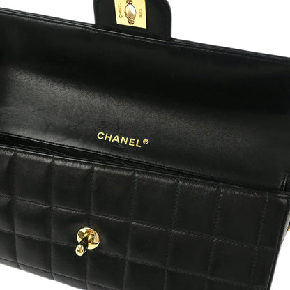 Chanel 2003-2004 Black Lambskin East West Choco Bar Shoulder Bag