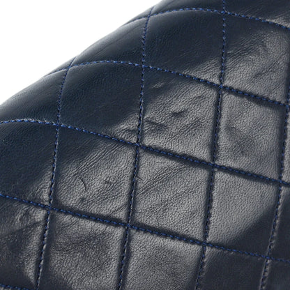Chanel 1989-1991 Navy Lambskin Classic Square Flap Shoulder Bag