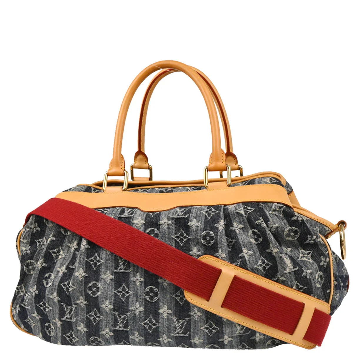 Louis Vuitton 2006 Blue Monogram Denim Cabas Raye GM 2way Shoulder Tote M95336