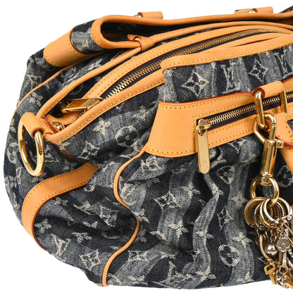 Louis Vuitton 2006 Blue Monogram Denim Cabas Raye GM 2way Shoulder Tote M95336