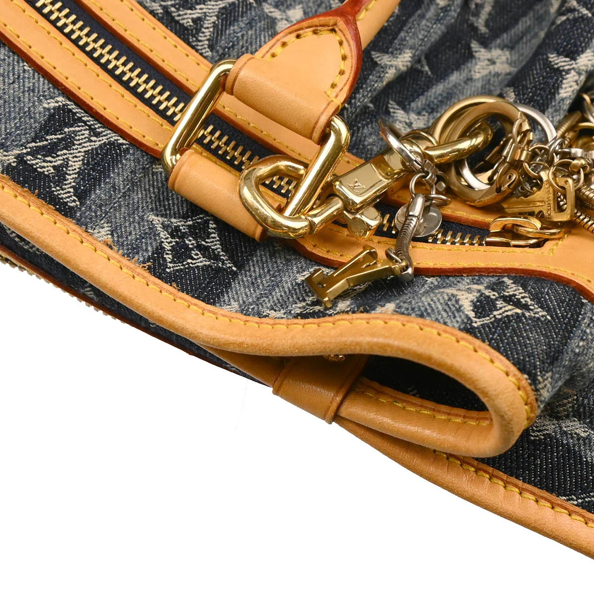 Louis Vuitton 2006 Blue Monogram Denim Cabas Raye GM 2way Shoulder Tote M95336