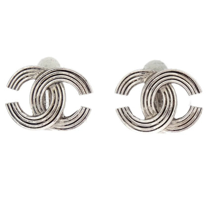 Chanel CC Earrings Clip-On Silver 00A