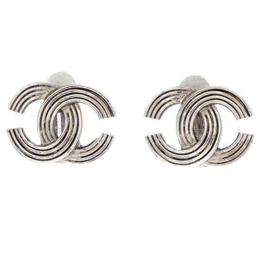 Chanel CC Earrings Clip-On Silver 00A