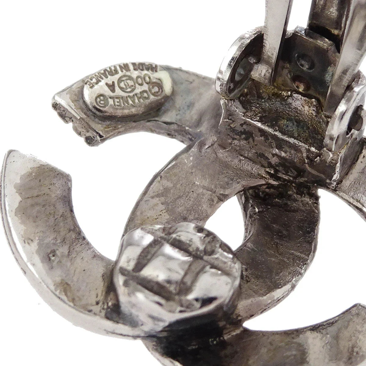 Chanel CC Earrings Clip-On Silver 00A