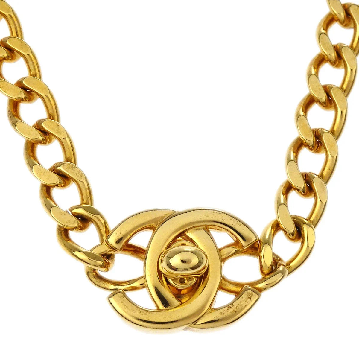 Chanel Turnlock Gold Chain Necklace 96A