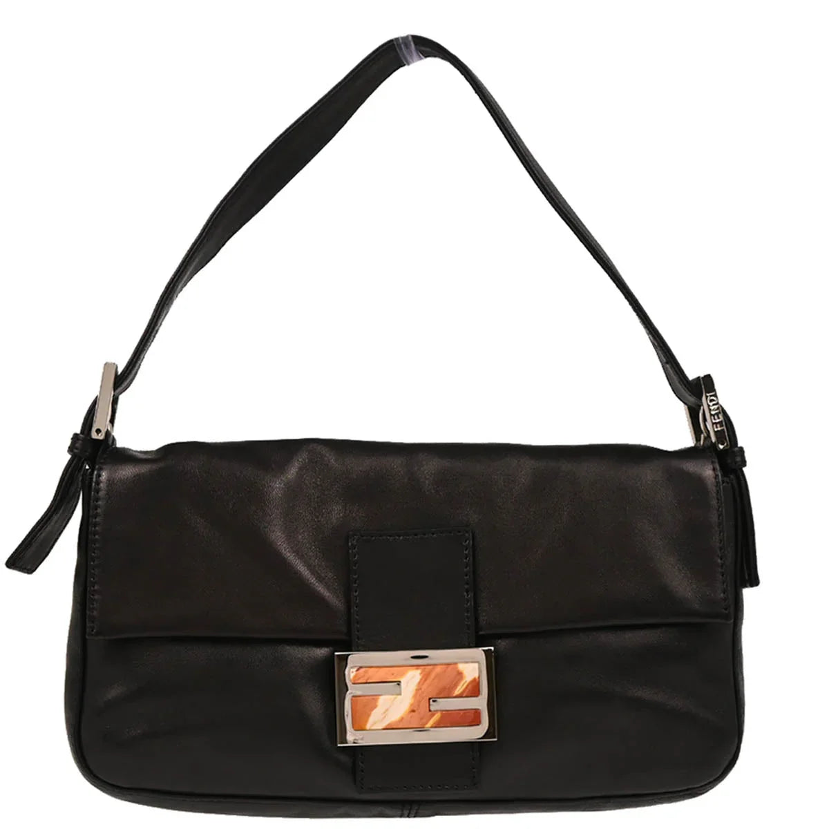 Fendi 1990-2000 Black Leather Baguette Handbag