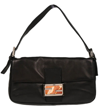 Fendi 1990-2000 Black Leather Baguette Handbag