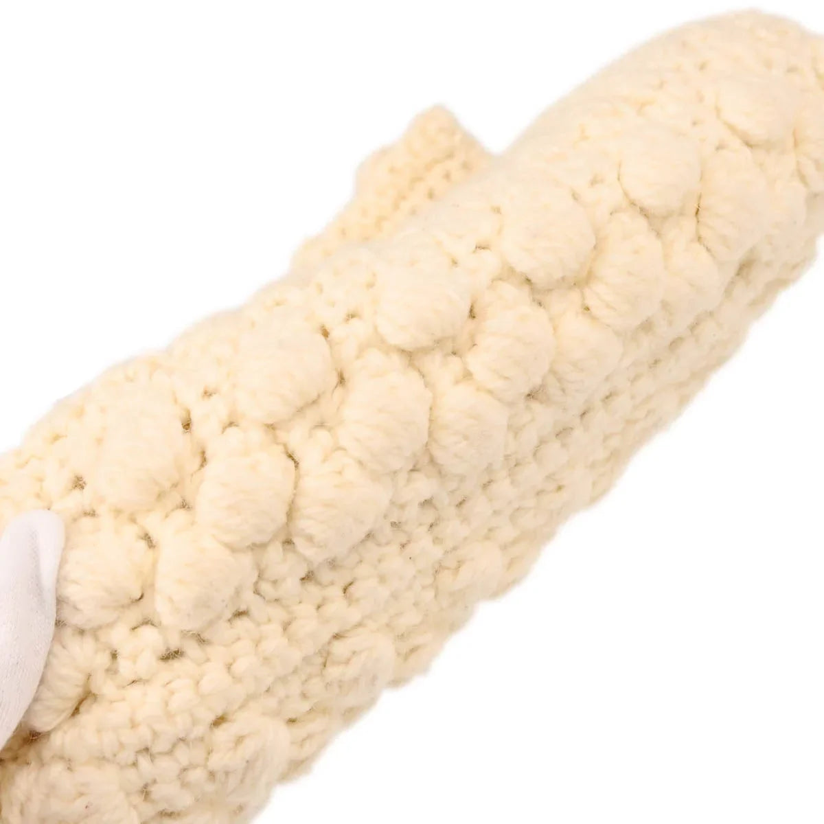 Fendi 1990s White Wool Baguette Handbag