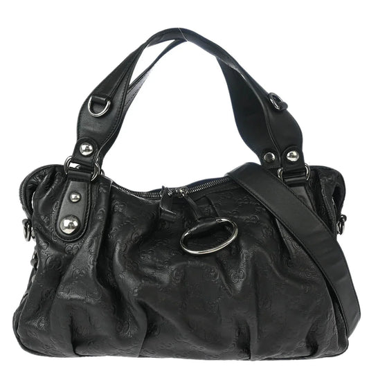 Gucci Black Leather 2way Shoulder Handbag