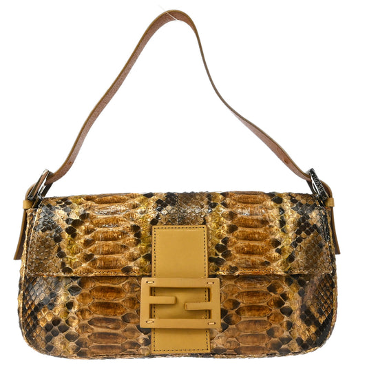 Fendi * Brown Python Baguette Handbag