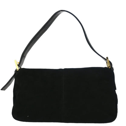 Fendi Black Suede Baguette Handbag