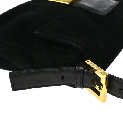 Fendi Black Suede Baguette Handbag