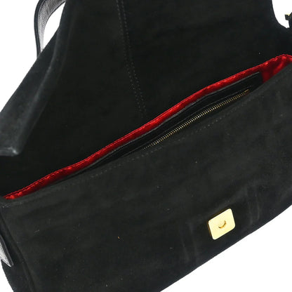 Fendi Black Suede Baguette Handbag