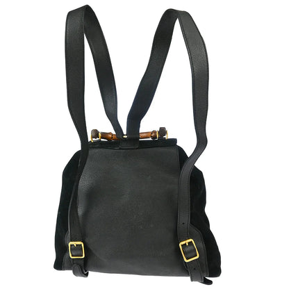 Gucci 1970-1990s Suede Bamboo Backpack