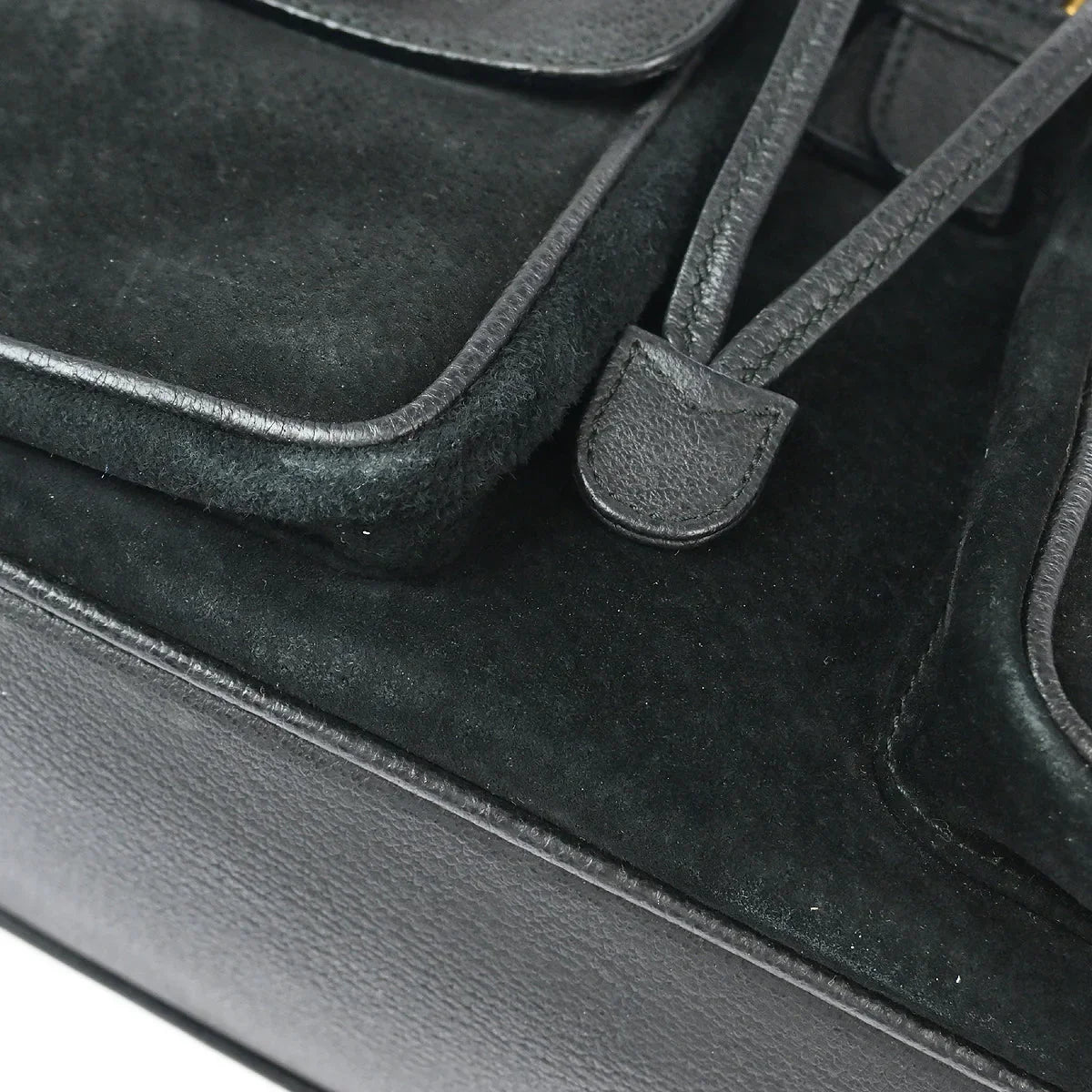 Gucci 1970-1990s Suede Bamboo Backpack