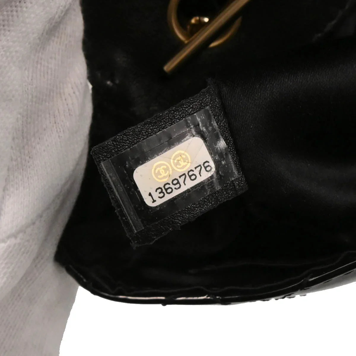 Chanel 2009-2010 Black Patent Leather Dentelle Twin Shoulder Bag