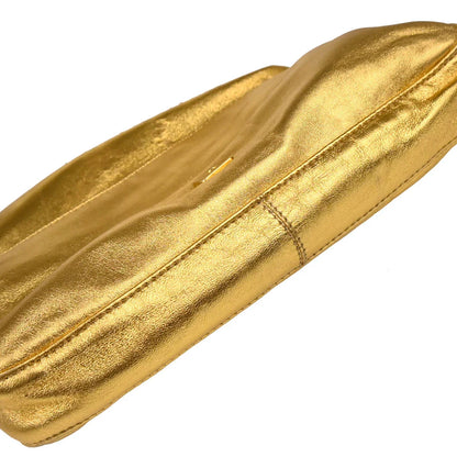 Fendi Metallic Gold Leather Baguette Handbag