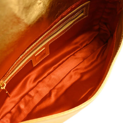Fendi Metallic Gold Leather Baguette Handbag