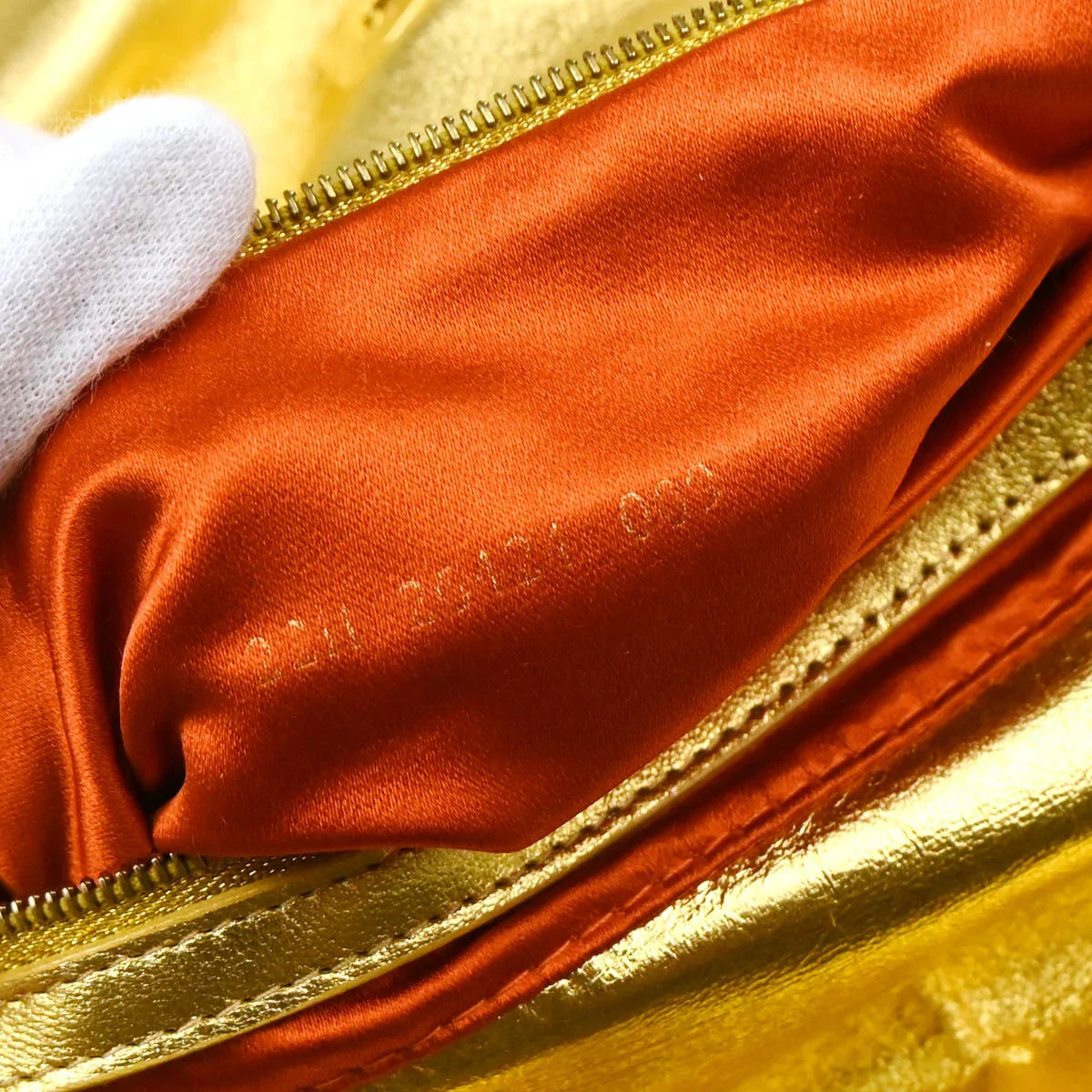 Fendi Metallic Gold Leather Baguette Handbag
