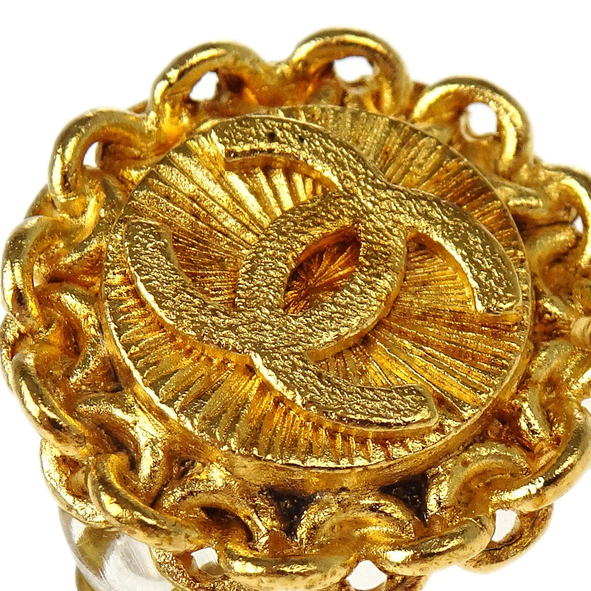 Chanel Button Earrings Clip-On Gold 95A