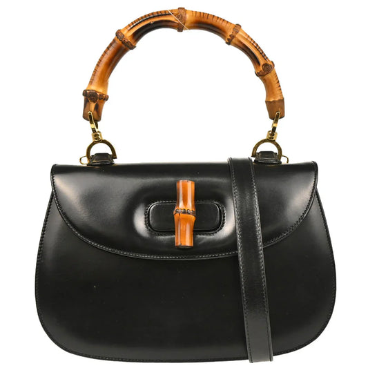 Gucci Black Bamboo 2way Shoulder Handbag