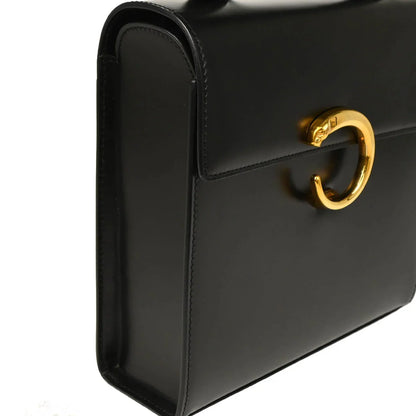 Cartier Black Leather Panthere 2way Shoulder Handbag