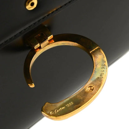 Cartier Black Leather Panthere 2way Shoulder Handbag