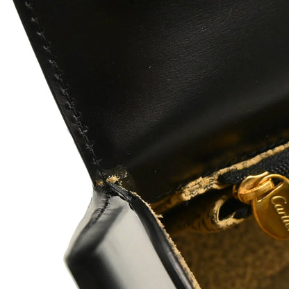 Cartier Black Leather Panthere 2way Shoulder Handbag