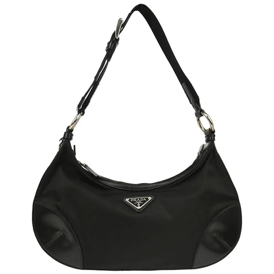 Prada Black Nylon Hobo Handbag