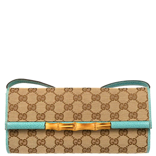 Gucci Brown Canvas Bamboo GG Shoulder Bag