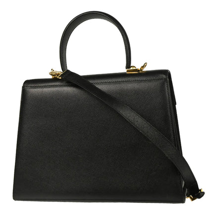 Salvatore Ferragamo Black Leather Gancini 2way Shoulder Handbag