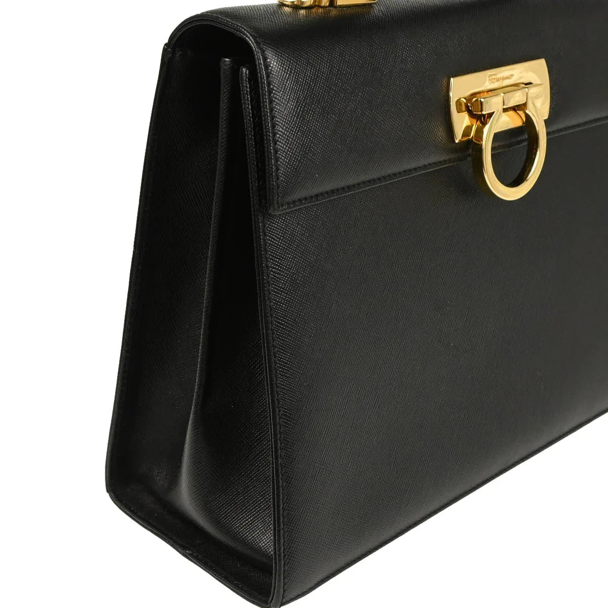 Salvatore Ferragamo Black Leather Gancini 2way Shoulder Handbag