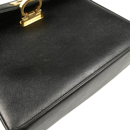 Salvatore Ferragamo Black Leather Gancini 2way Shoulder Handbag