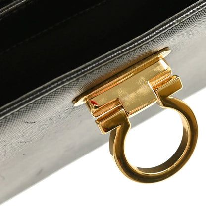 Salvatore Ferragamo Black Leather Gancini 2way Shoulder Handbag
