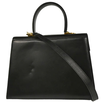 Salvatore Ferragamo Black Leather Gancini 2way Handbag