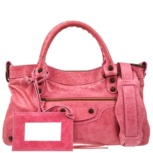 Balenciaga 2008 Pink Lambskin Classic The City 2way Shoulder Handbag