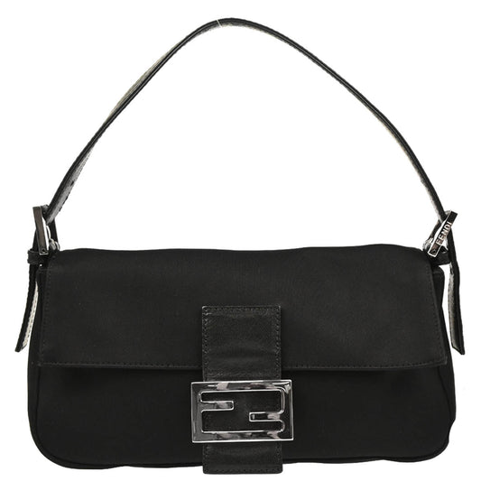 Fendi Black Satin Baguette Handbag