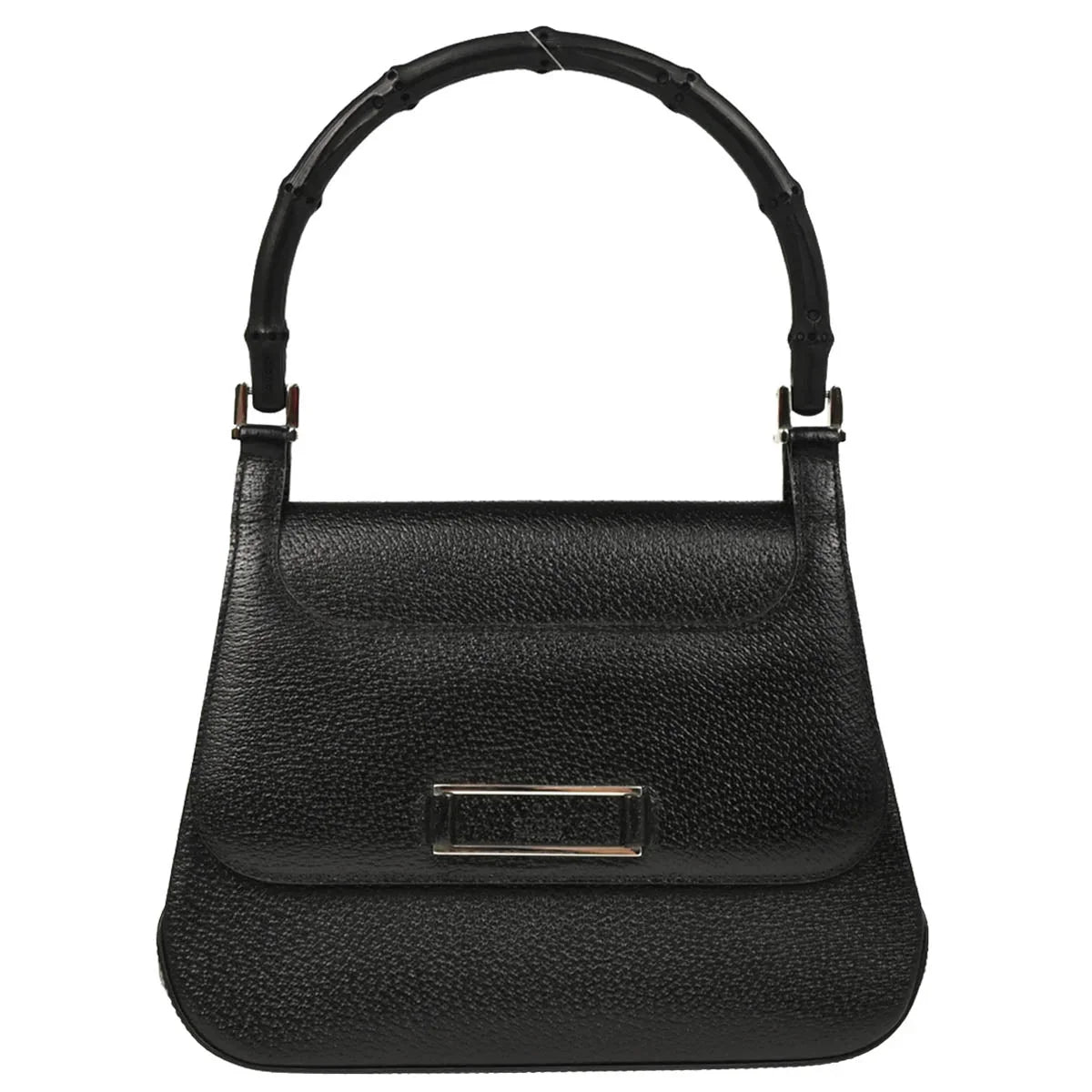 Gucci Black Leather Bamboo Handbag