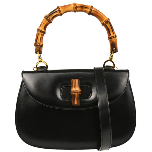 Gucci Black Bamboo 2way Shoulder Handbag