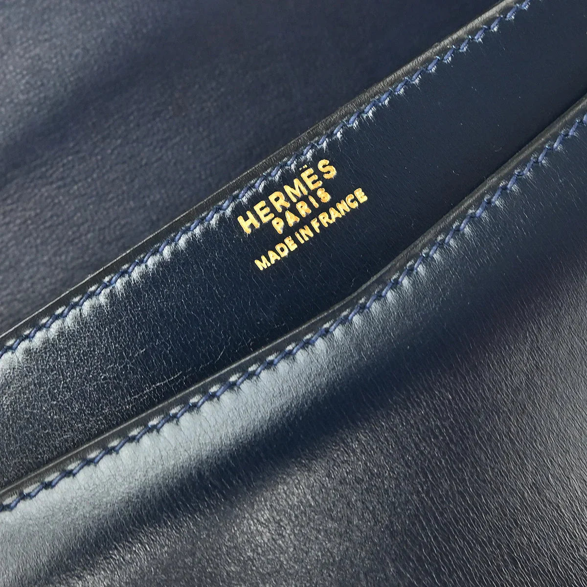 Hermes Blue Indigo Box Calf Olympie Shoulder Bag