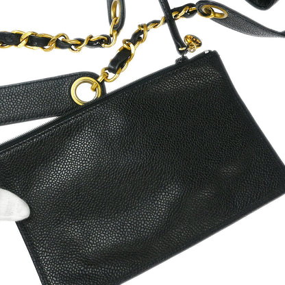 Chanel Black Caviar Triple CC Drawstring Shoulder Bag