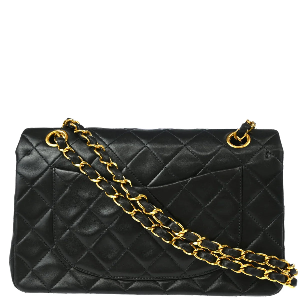 Chanel 1994-1996 Black Lambskin Small Classic Double Flap Shoulder Bag