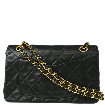 Chanel 1994-1996 Black Lambskin Small Classic Double Flap Shoulder Bag