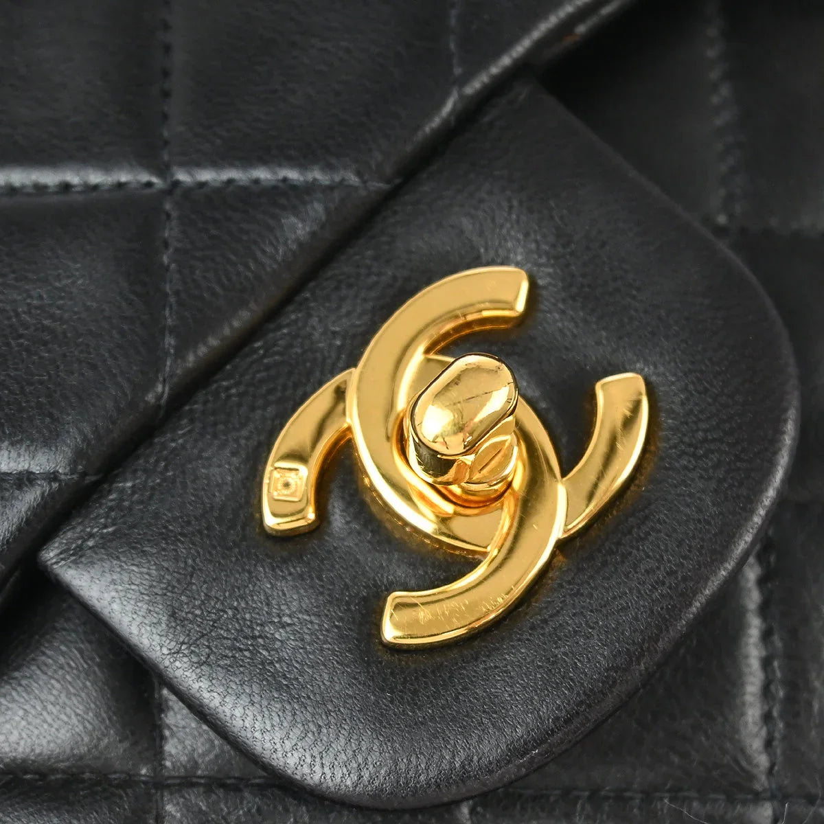 Chanel 1994-1996 Black Lambskin Small Classic Double Flap Shoulder Bag