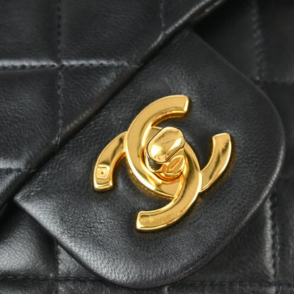 Chanel 1994-1996 Black Lambskin Small Classic Double Flap Shoulder Bag